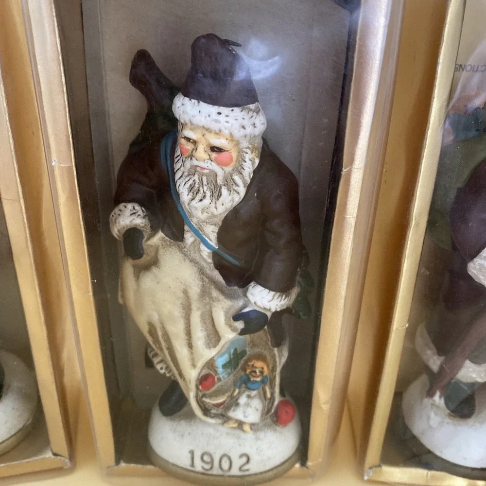 VTG Lot of 3 *MEMORIES OF SANTA* Christmas Ornaments Ceramic Figurines USED 1988